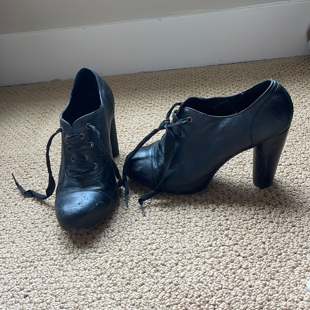 Vintage inspired Jeffrey Campbell black heels with laces